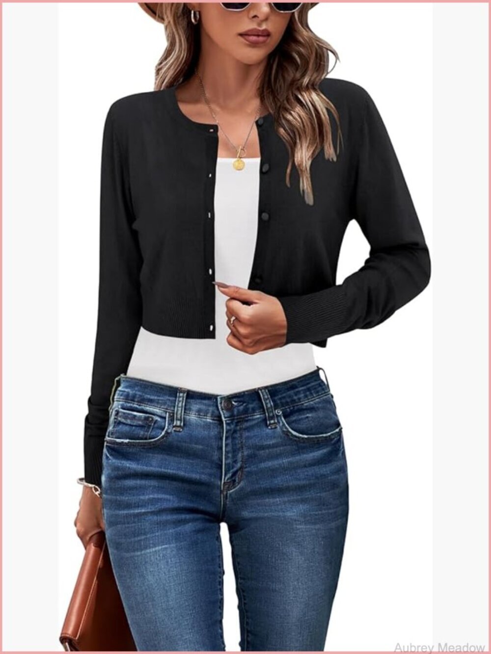 Cropped Cardigan Sweater Crew Neck Button Down Open Front Knit Bolero Shrug